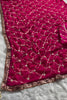 Hot Pink Georgette Saree Print Embroidered Border Matching Blouse