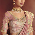 Blush Pink Silk Bridal Saree with Heavy Zari Embroidery Designer Blouse