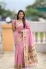 Pink Floral Woven Linen Silk Saree with Designer Border
