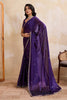 Royal Purple Georgette Saree with Silver Zari Border Butti Work