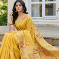 Mustard Yellow Banarasi Silk Saree with Rich Woven Zari Pallu