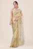 Cream Gold Net Saree Heavy Sequins Embroidery Work Designer Blouse