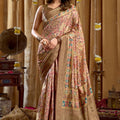 Beige And Gold Banarasi Silk Saree with Traditional Woven Saree 