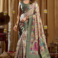 Mint Green Multicolor Banarasi Silk Saree with Traditional Woven Motifs 