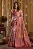 Dusty Pink Gold Banarasi Silk Saree with Traditional Woven Motifs