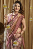 Dusty Pink Gold Banarasi Silk Saree with Traditional Woven Motifs