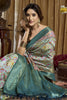 Teal Blue Multicolor Banarasi Silk Saree with Traditional Woven Motifs