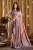 Lavender Peach Banarasi Silk Saree with Traditional Woven Motifs