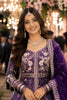 Royal Purple Heavy Embroidered Floor Length Gown with Designer Net Dupatta for Wedding
