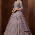 Elegant Lavender Embroidered Sequins Net Lehenga Choli with Dupatta for Women