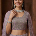 Elegant Lavender Embroidered Sequins Net Lehenga Choli with Dupatta for Women