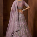 Elegant Lavender Embroidered Sequins Net Lehenga Choli with Dupatta for Women