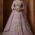 Elegant Lavender Embroidered Sequins Net Lehenga Choli with Dupatta for Women