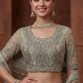 Graceful Pista Green Embroidered Sequins Net Lehenga Choli with Dupatta for Women