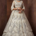Elegant Off White Embroidered Sequins Net Lehenga Choli with Dupatta for Women