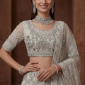 Elegant Off White Embroidered Sequins Net Lehenga Choli with Dupatta for Women