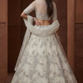Elegant Off White Embroidered Sequins Net Lehenga Choli with Dupatta for Women