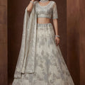 Elegant Off White Embroidered Sequins Net Lehenga Choli with Dupatta for Women