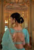 Sea Green Organza Saree with Floral Embroidered Border Designer Blouse