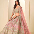 Elegant Blush Pink Embroidered Art Silk Lehenga Choli with Dupatta for Wedding