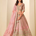 Elegant Blush Pink Embroidered Art Silk Lehenga Choli with Dupatta for Wedding