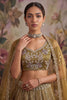 Luxury Mustard Gold Net Embroidered Bridal Lehenga Choli with Designer Dupatta for Wedding Wear