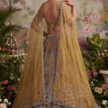 Luxury Mustard Gold Net Embroidered Bridal Lehenga Choli with Designer Dupatta for Wedding Wear