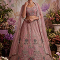 Lovely Pink Net Embroidered Bridal Lehenga Choli with Designer Dupatta for Wedding Wear