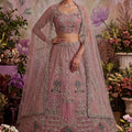 Lovely Pink Net Embroidered Bridal Lehenga Choli with Designer Dupatta for Wedding Wear