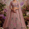 Lovely Pink Net Embroidered Bridal Lehenga Choli with Designer Dupatta for Wedding Wear