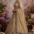 Stylish Beige Net Embroidered Bridal Lehenga Choli with Designer Dupatta for Wedding Wear
