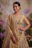 Stylish Beige Net Embroidered Bridal Lehenga Choli with Designer Dupatta for Wedding Wear