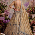 Stylish Beige Net Embroidered Bridal Lehenga Choli with Designer Dupatta for Wedding Wear