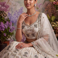 Traditional White Net Embroidered Bridal Lehenga Choli with Designer Dupatta for Wedding Wear