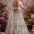 Traditional White Net Embroidered Bridal Lehenga Choli with Designer Dupatta for Wedding Wear