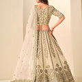 Stunning Beige Embroidered Art Silk Lehenga Choli with Dupatta for Wedding