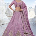 Elegant Cadbury Purple Silk Lehenga Choli Designer Dupatta for Wedding