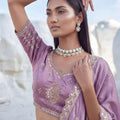 Elegant Cadbury Purple Silk Lehenga Choli Designer Dupatta for Wedding