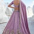 Elegant Cadbury Purple Silk Lehenga Choli Designer Dupatta for Wedding
