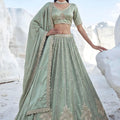 Elegant Sage Green Cadbury Silk Lehenga Choli Designer Dupatta