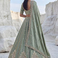 Elegant Sage Green Cadbury Silk Lehenga Choli Designer Dupatta