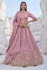Elegant Dusty Pink Cadbury Silk Lehenga Choli Designer Dupatta for Wedding