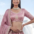 Elegant Dusty Pink Cadbury Silk Lehenga Choli Designer Dupatta for Wedding