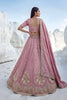 Elegant Dusty Pink Cadbury Silk Lehenga Choli Designer Dupatta for Wedding
