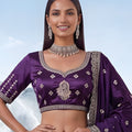 Royal Purple Cadbury Silk Lehenga Choli Designer Dupatta for Wedding