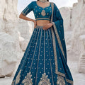 Elegant Peacock Blue Cadbury Silk Lehenga Choli Designer Dupatta for Wedding