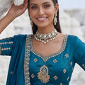 Elegant Peacock Blue Cadbury Silk Lehenga Choli Designer Dupatta for Wedding