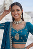 Elegant Peacock Blue Cadbury Silk Lehenga Choli Designer Dupatta for Wedding