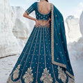Elegant Peacock Blue Cadbury Silk Lehenga Choli Designer Dupatta for Wedding