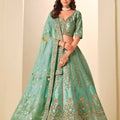 Graceful Sea Green Embroidered Art Silk Lehenga Choli with Dupatta for Wedding